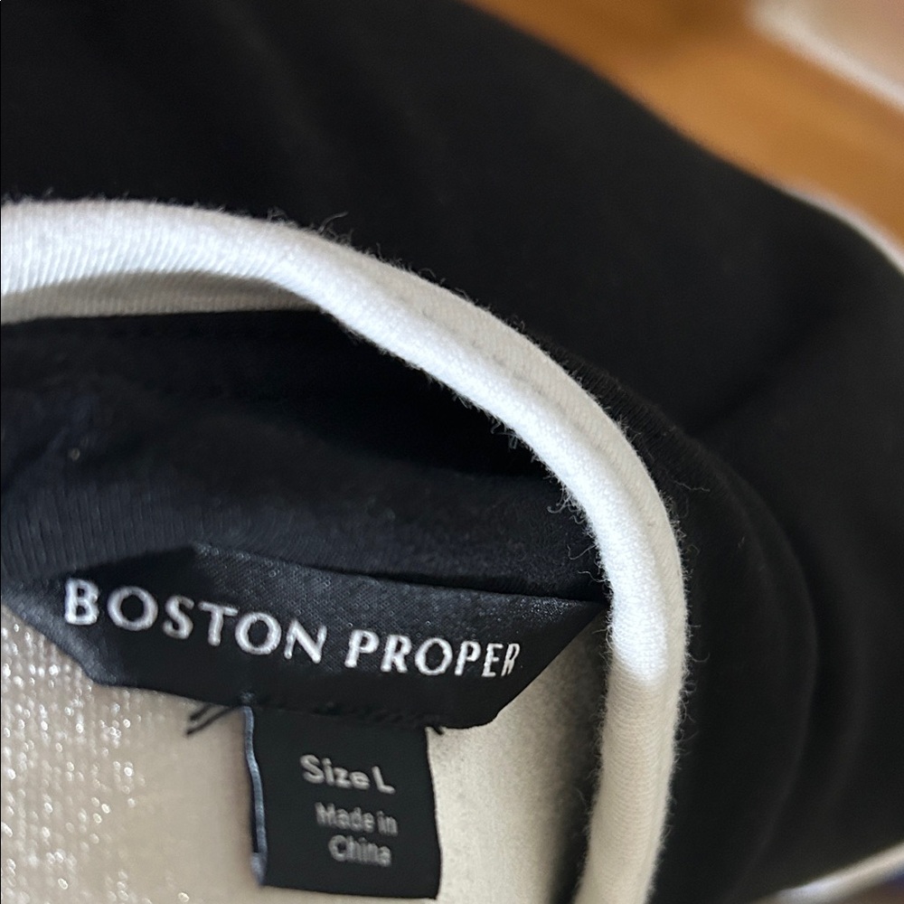 Boston Proper Black and White Zip-Front Tank Top - Picture 2 of 10